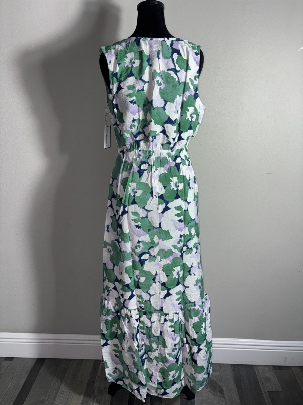 Sonoma Green and White Floral Maxi Dress with Tie Waist - Picture 7 of 8